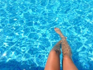 floating in pool