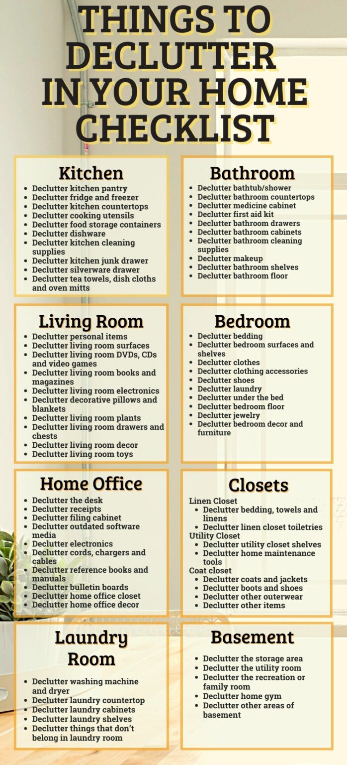 Declutter your home checklist: List of things to declutter in your home