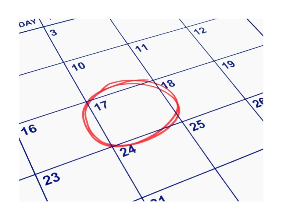 Image of calendar sheet with a date circled in red
