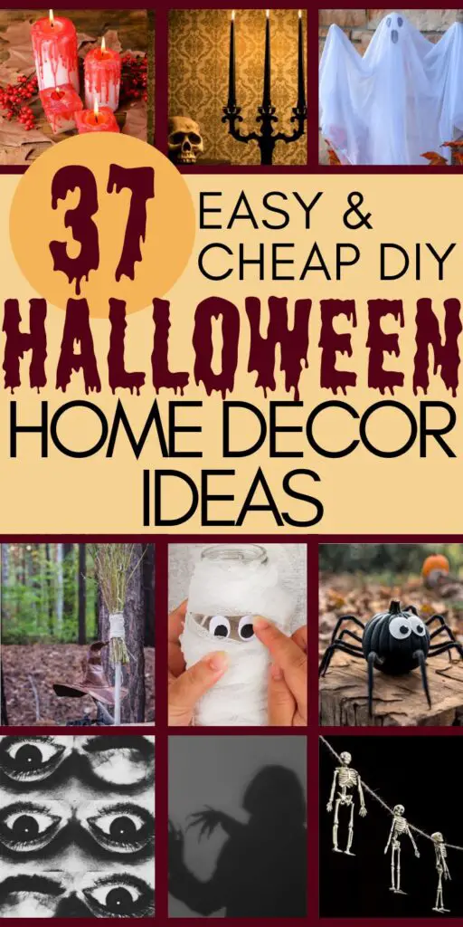 37 easy & cheap DIY Halloween Home Decor Ideas - spooky ideas collage.