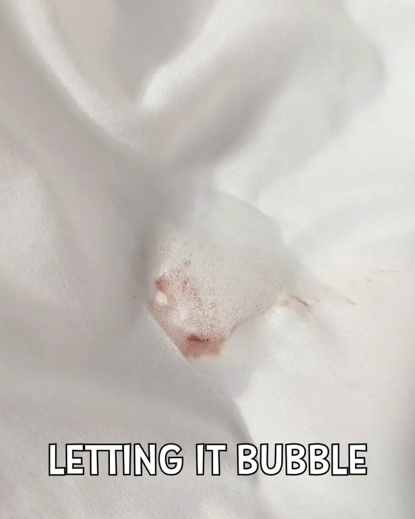 Photo shows peroxide bubbling away a blood stain