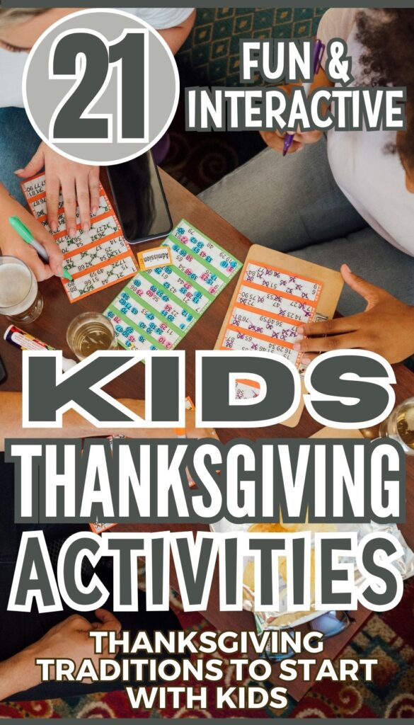 A group of kids participates in interactive Thanksgiving games, engaging with crafts and activities that promote fun and traditional Thanksgiving celebrations.