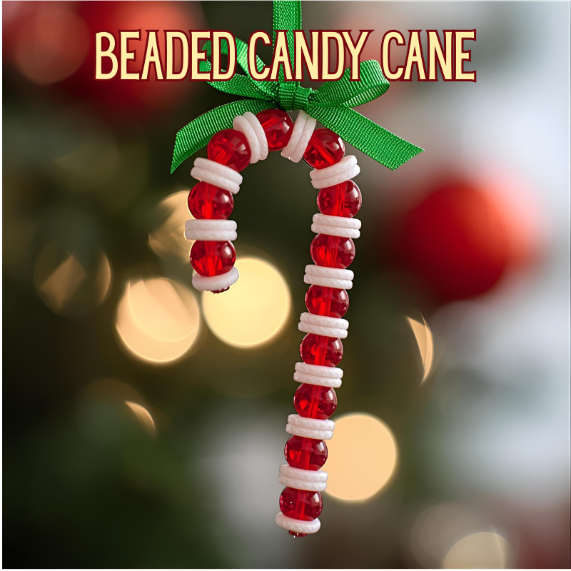 beaded candy cane - easy diy christmas ornament ideas
