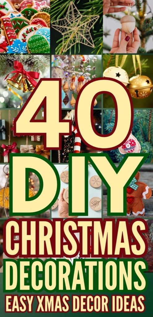 A collage showcasing various DIY Christmas decorations, including ornaments, garlands, and festive crafts suitable for easy DIY home decor ideas and Christmas crafts.