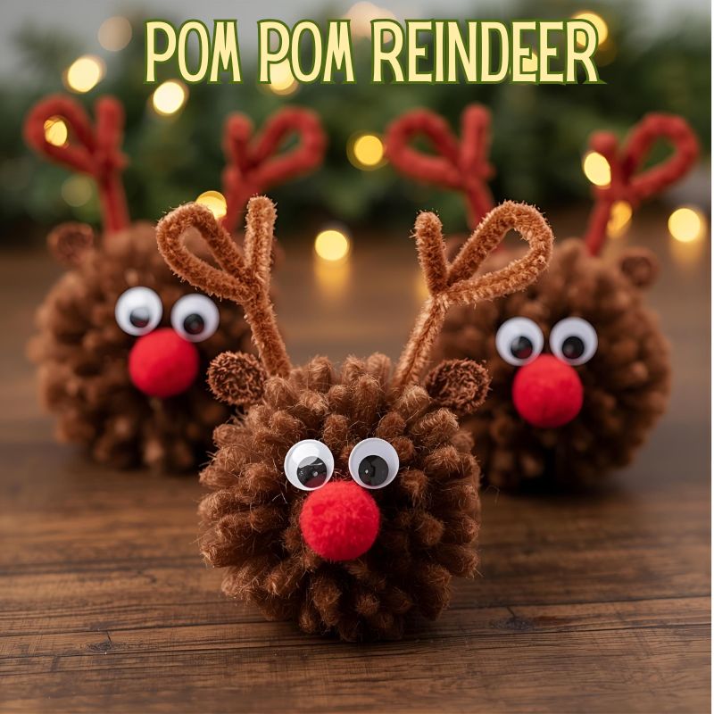 Pom pom reindeer - easy DIY Christmas ornaments
