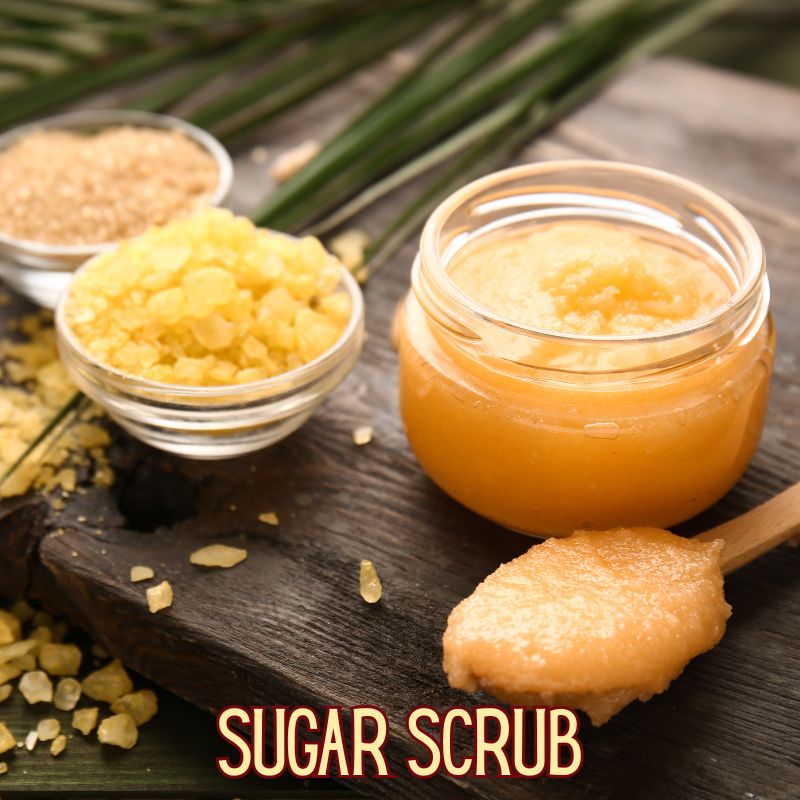Image of glass containers of DIY sugar scrub Christmas gift