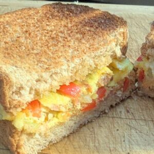 Image of toasted western sandwich with bacon